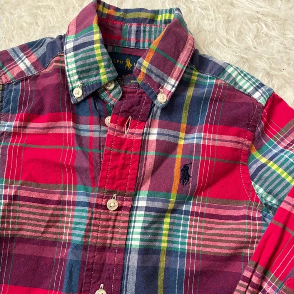Ralph Lauren Preppy Plaid Button Down Shirt for Handsome Toddler